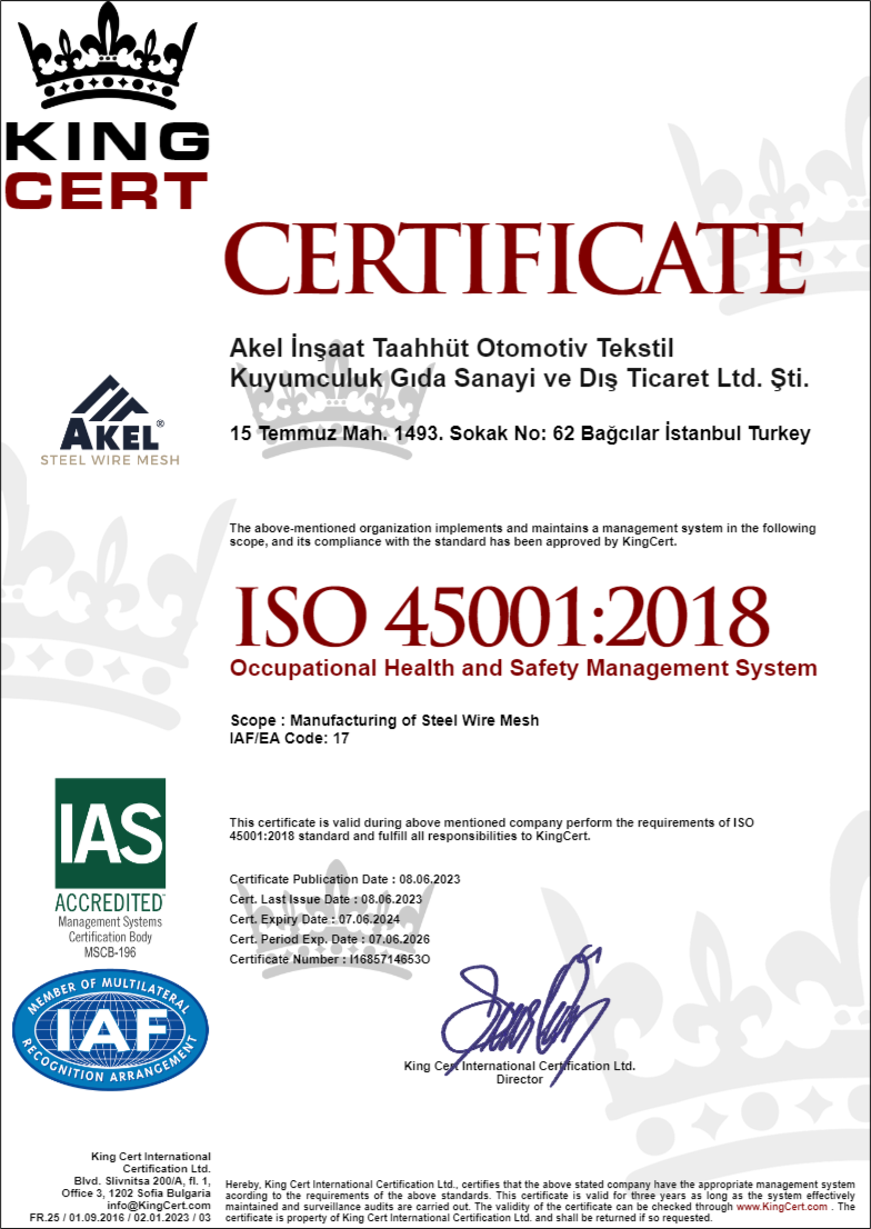 2023 Akel Construction ISO 45001 Certificate